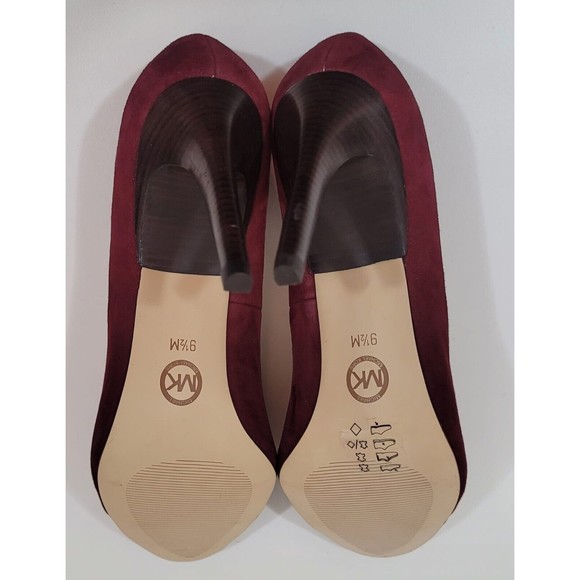 Michael Kors Burgundy Suede Patent Leather Detail Cap Toe Pressley Pump Sz. 9.5M - Picture 5 of 6
